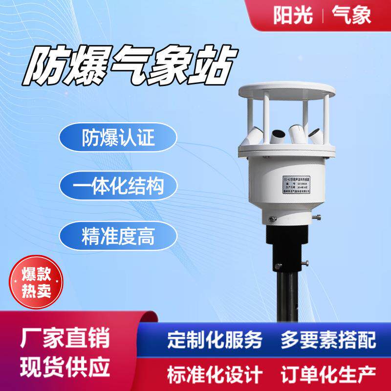 化工防爆气象站小型超声波气象站液晶显示屏罐区防爆风速仪便携式