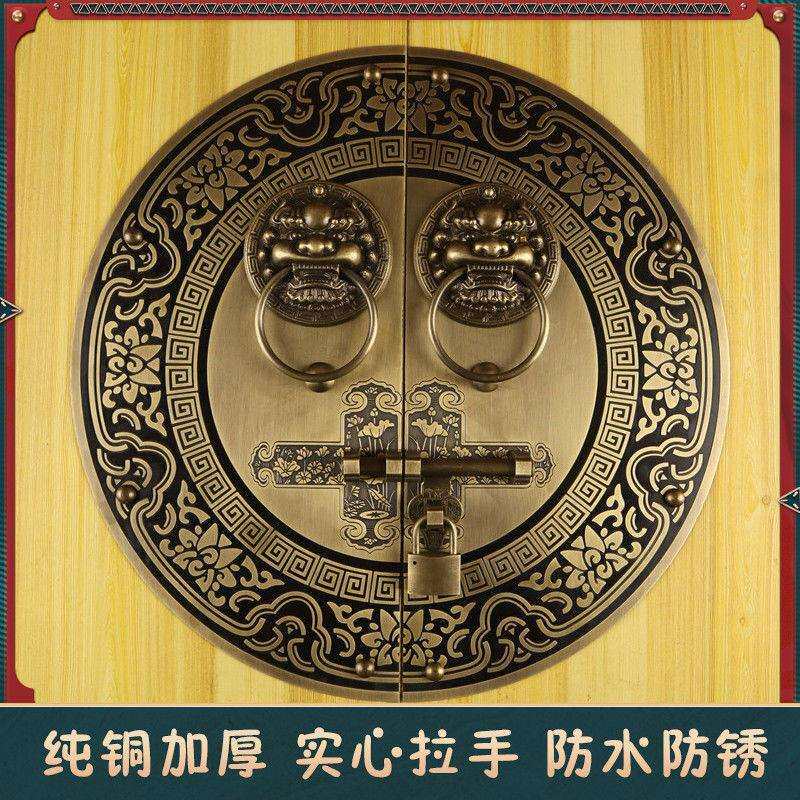 中式门环老式插销门栓锁扣卡扣兽头大木门闩明装拉手把手仿古