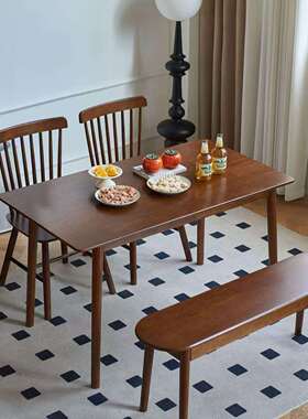 实木桌书代桌电餐脑桌现用商用成人长SOV方形小户型简约桌椅组家