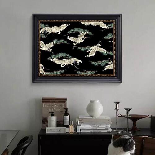 法式中古风电表箱装饰画客厅美式欧式中国风遮挡推拉液压装饰画