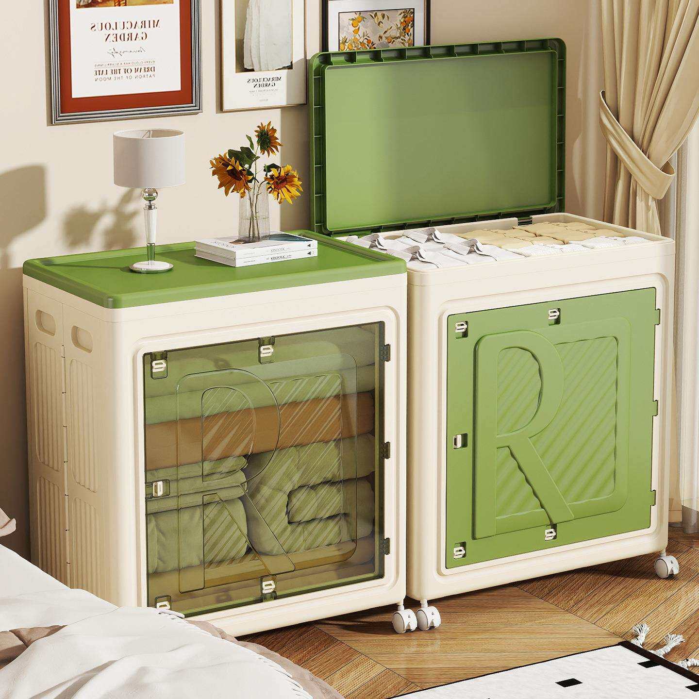 衣服收纳箱整理箱家用衣服带盖可折叠大容量超大带滑轮新款储物箱