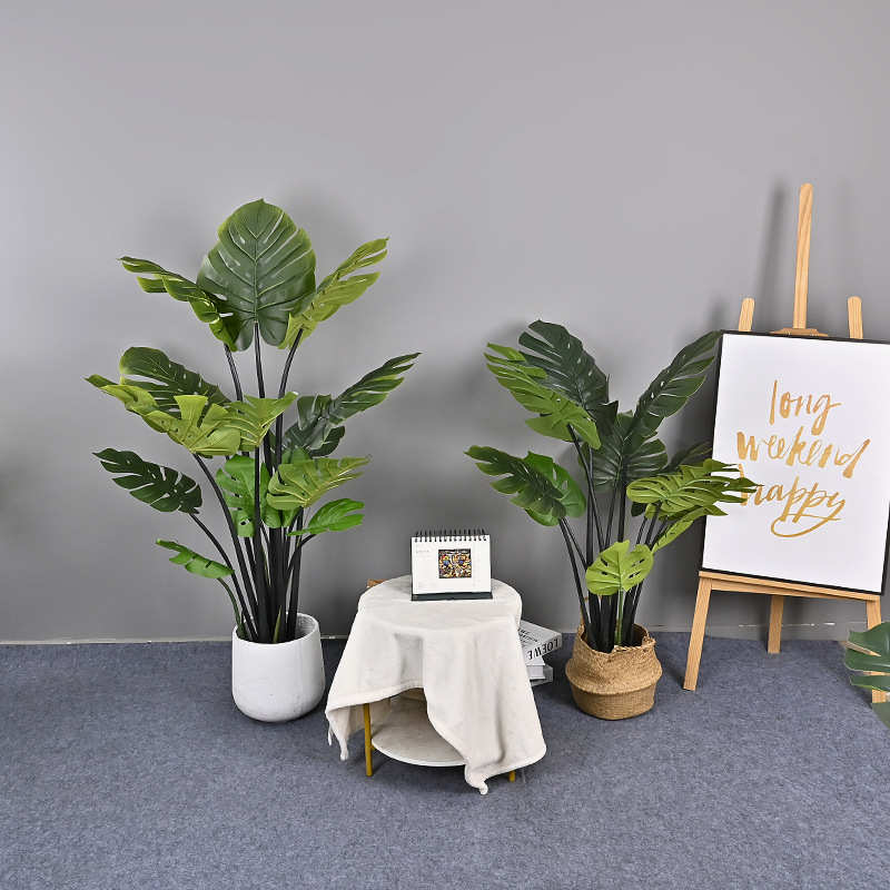 北欧仿真绿植龟背树春芋软装造景假树商场橱窗大型落地植物龟背叶