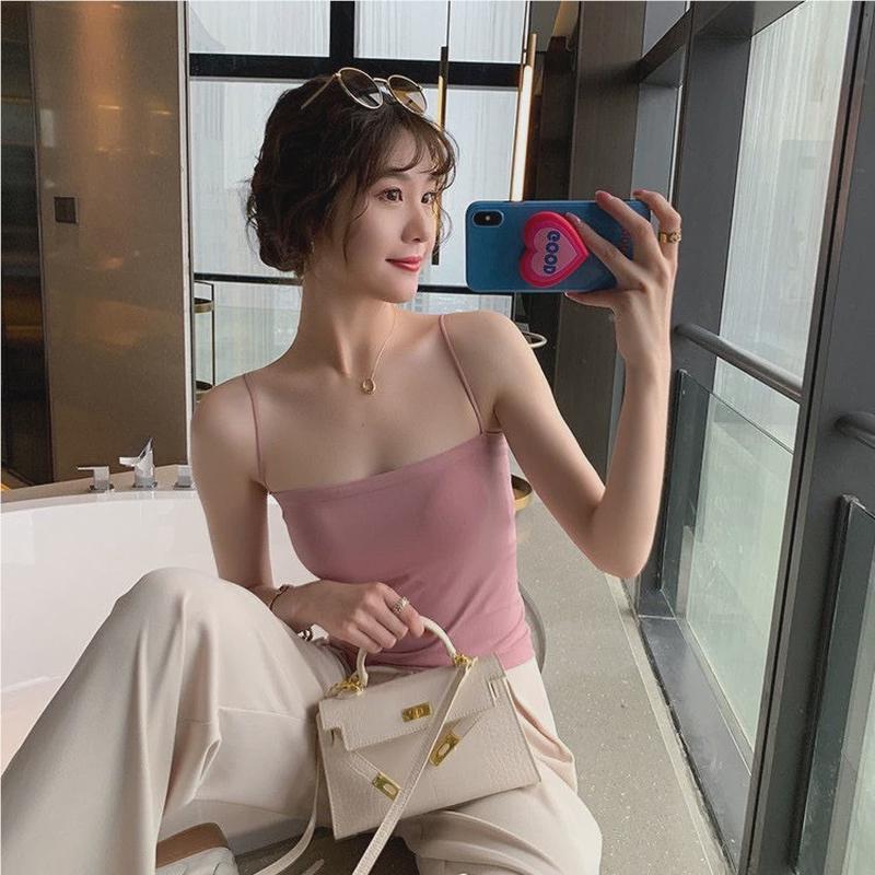 爆款180背6吊带一体式美辣背心带胸垫裹胸妹外穿打上1906#底短款