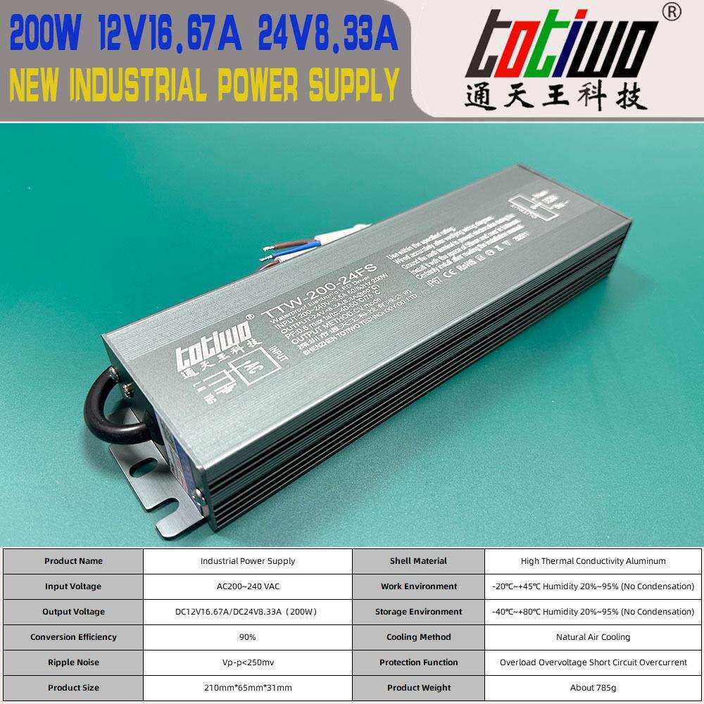 220V转12V200瓦直流电源超薄电源24V电机供电200W防水灯带灯箱