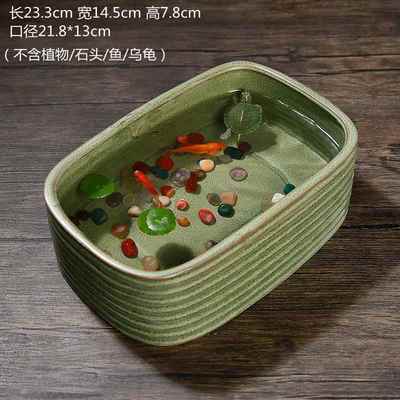 正品法养鱼缸水池睡古莲碗莲花盆瓷阳台客厅小鱼缸乌龟培缸桌陶面