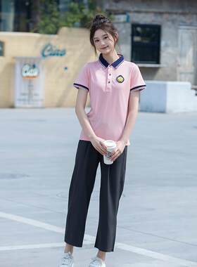 幼儿园老师园服夏季短袖POLO定制logo早教托育教师工作服工衣