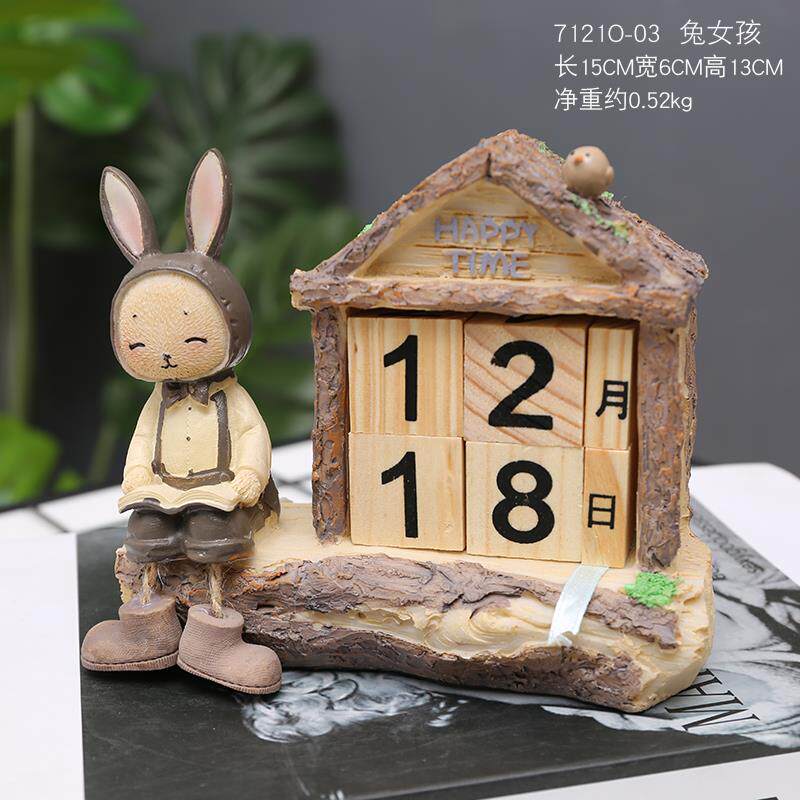 新款创办意木质日历小摆件台历幼儿园公日桌可爱装饰面品房间拍照