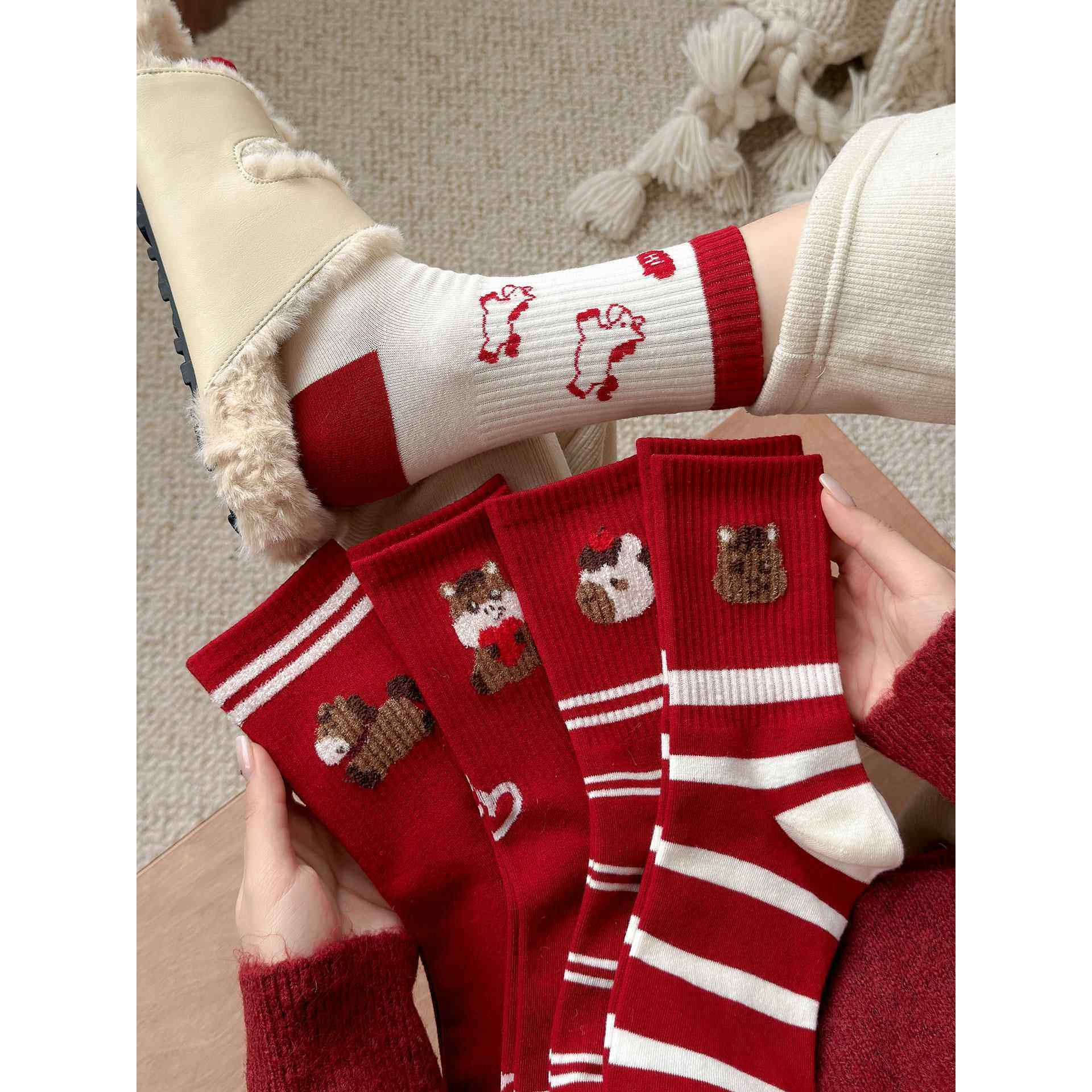 本命年红色袜子女马年红袜大喜庆2026属马新年袜ins潮中筒袜礼盒,女士内衣/男士内衣/家居服,中筒袜,淘宝优惠券,粉丝福利购,淘宝优惠卷