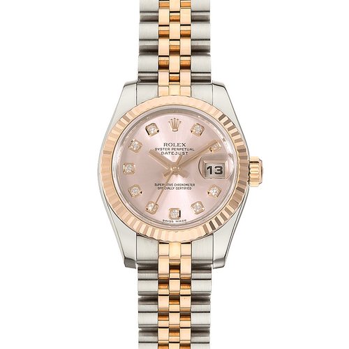 [9.8新]劳力士女装日志型钢/18k玫瑰金自动机械手表女179171
