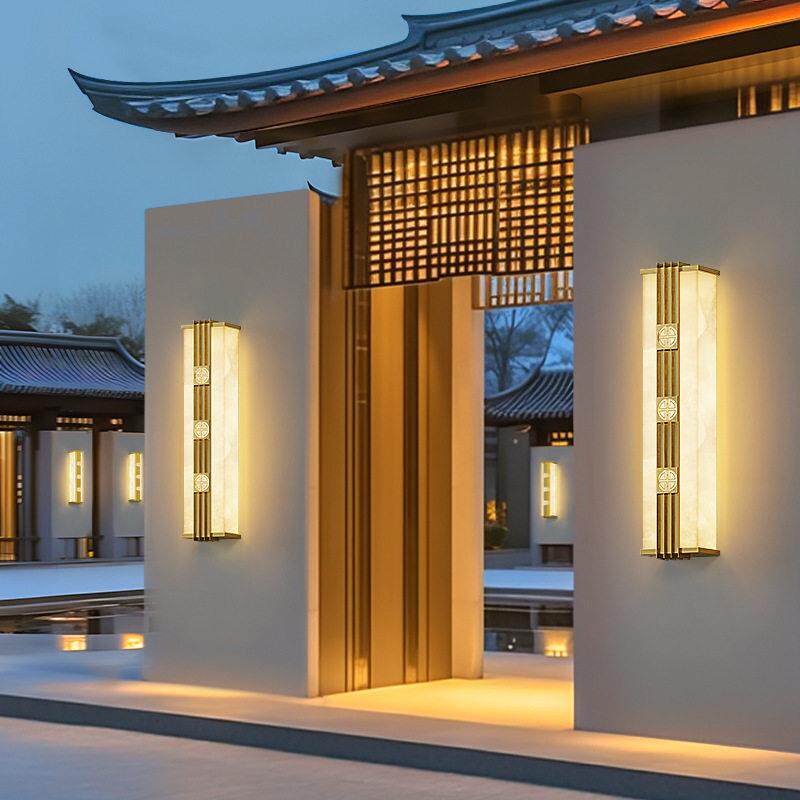 全铜户外壁灯太阳能壁灯新中式庭院墙灯防水门楼壁灯别墅柱子壁灯