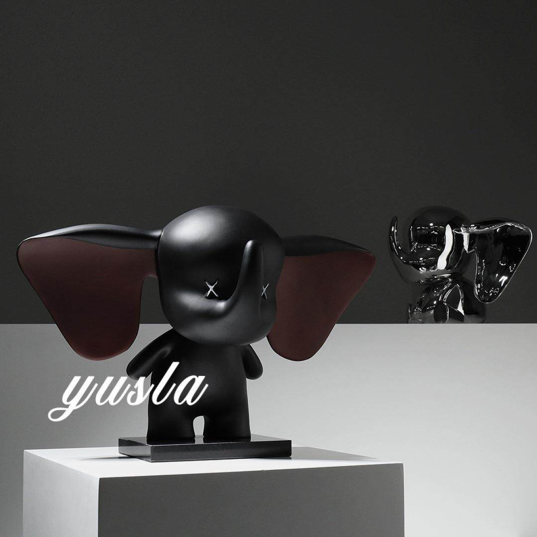 可爱动物小飞象摆件样板间客厅玄关柜电视柜别墅软装饰品树脂工艺