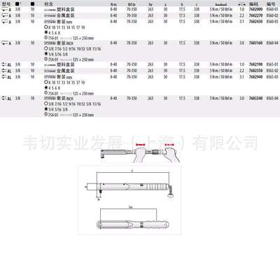 Gedore 扭矩扳手8-40NM 70-350lbf.in 扭力 8560-01 (7682000)