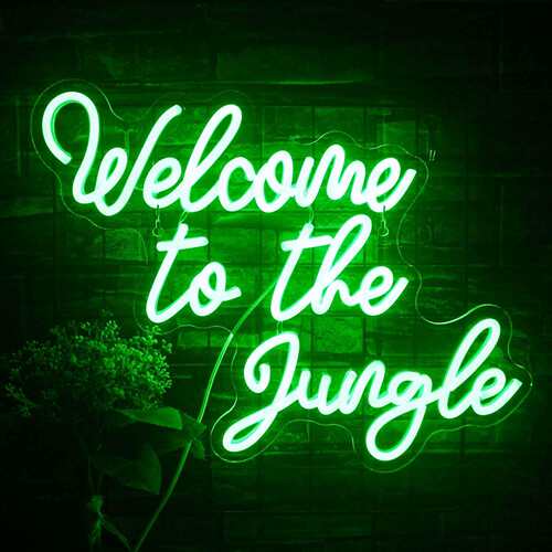 led霓虹灯发光字Welcome to the Jungle字母装饰灯餐厅商场招牌灯