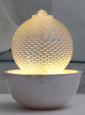 现代简约玻璃摆设桌面小型循环水办公室客厅玄关生财流水喷泉摆件