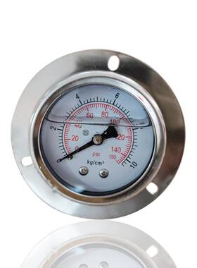 充油抗振压力表耐振不锈钢压力表轴向带前边YBN50ZT 10KG 150PSI