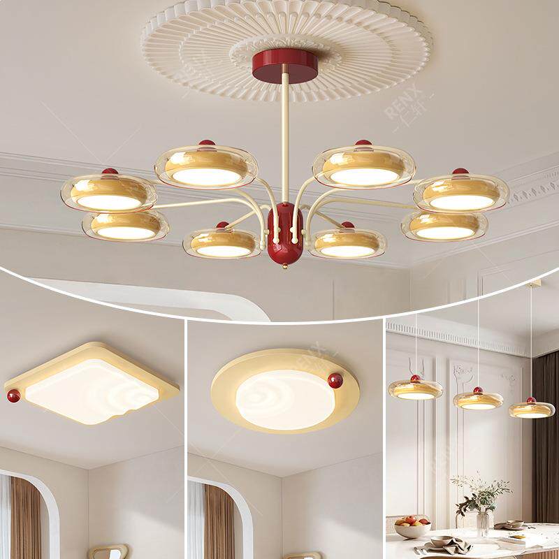 法式奶油风吊灯客厅灯高级感中古风主厅灯2025新款设计师分子灯具