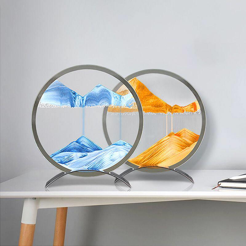 新款流沙画玻璃3d立体摆件沙漏客厅解压办公桌家居装饰工艺礼品摆