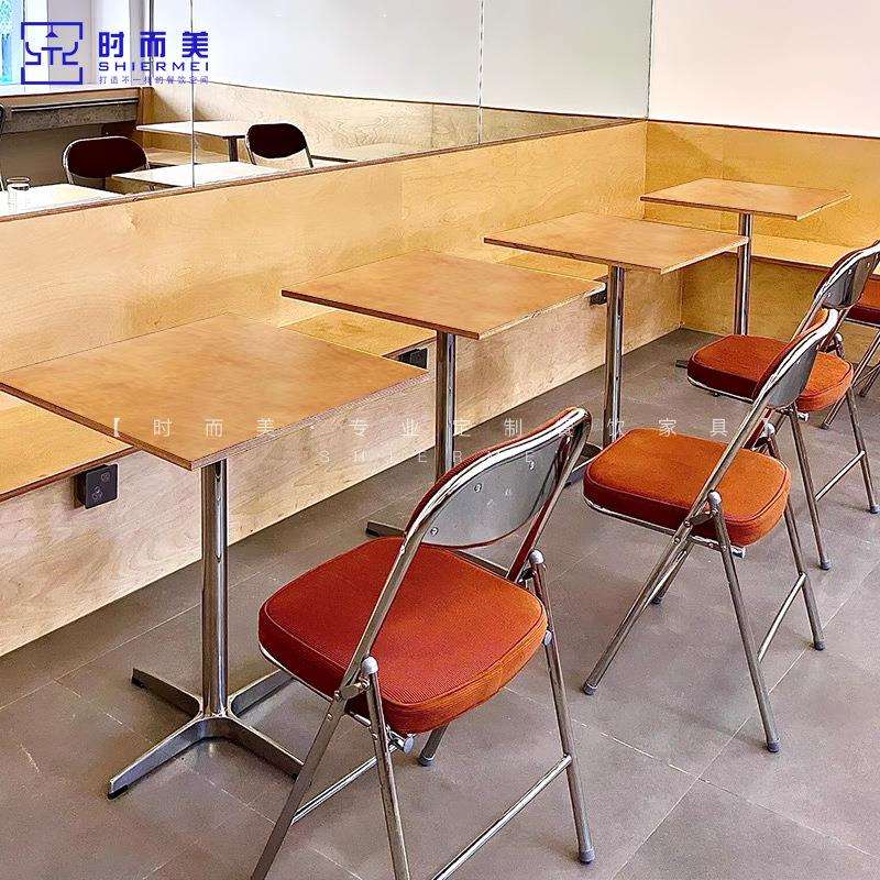 港式茶餐厅冰室折叠桌椅复古风奶茶咖啡店小吃店实木小方桌商用