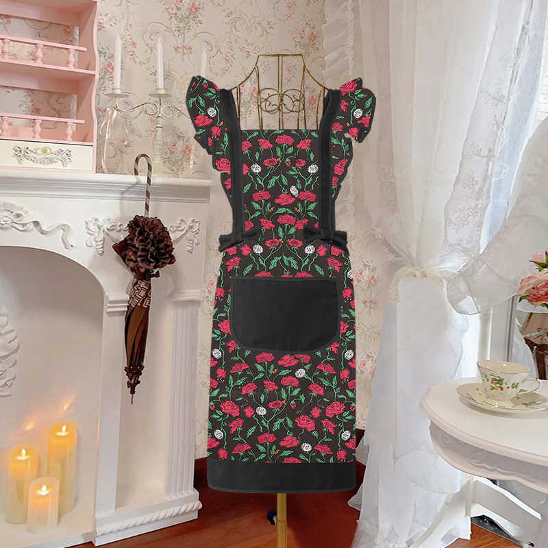 耐脏印字玫瑰花可咖啡厅工作服舒适新款上班围裙餐厅亲肤防污围腰,家庭/个人清洁工具,围裙套装,淘宝优惠券,粉丝福利购,淘宝优惠卷