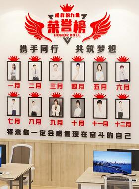 员工荣誉榜风采照片墙励志标语办公室墙面装饰团队企业文化展示墙