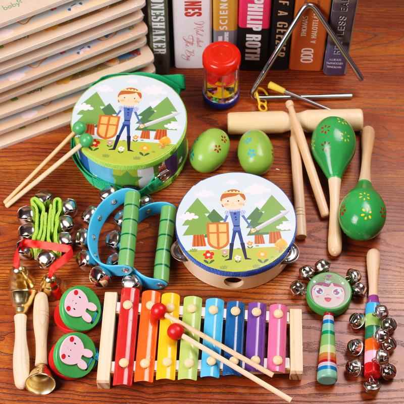 奥尔夫打击乐器套装组合手摇铃儿童玩具小鼓手鼓沙锤响板婴儿玩具