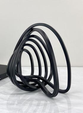 简约现代黑色金属线圈几何摆件客厅样板房间家具展厅陈列软装配饰