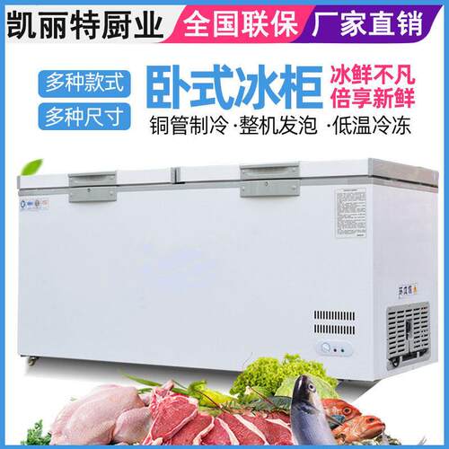 凯丽特卧式冰柜商用大容量展示柜卧式冷藏冷冻保鲜柜冷柜两用双温