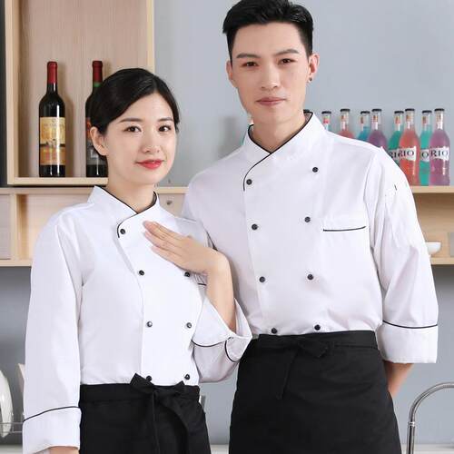 高档厨师服短袖男酒店餐饮后厨房食堂面包烘焙工作服长袖定制纯棉