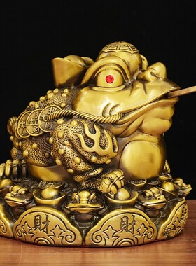 厂八方来财金蟾摆件开业店铺家居件金MND蝉工礼铜品金蟾摆客厅