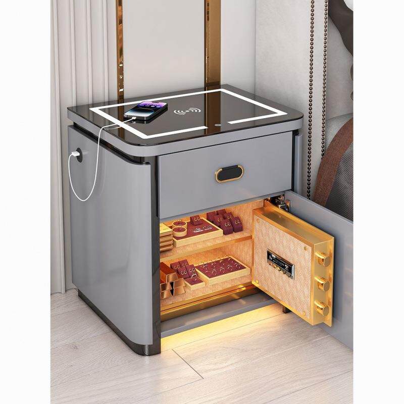 保险柜床头柜一体多功能卧室轻奢简约音箱指纹保险箱床边免安装