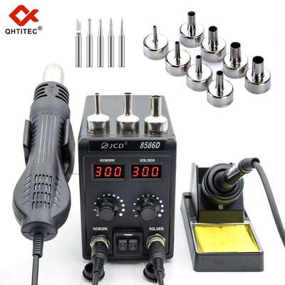 JCD8586D热风枪电烙铁二合一焊台焊台高温海绵恒温数显烙铁头