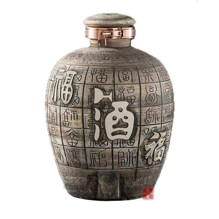 景德镇仿古陶瓷酒罐10斤20斤50斤雕刻酒缸家用密封泡酒酒坛子