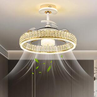 新款餐厅吊灯餐厅隐形一体带风扇风扇灯卧室风扇灯水晶风扇灯高档