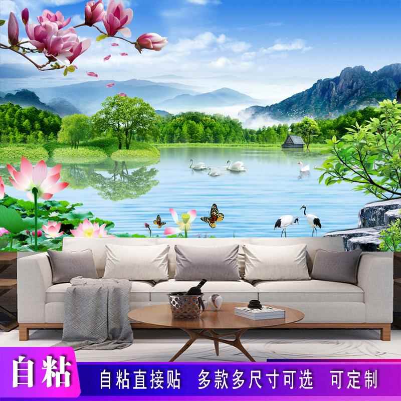 山水风景画装饰画客厅电视背景沙发背景墙森林海景壁画现代风水画