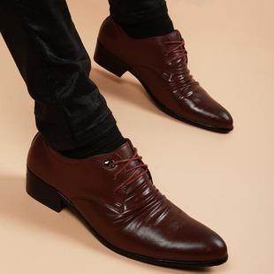 男青男年时尚 皮鞋 内增高鞋 韩尖头气透潮真版 正品 皮商务休闲鞋 夏季