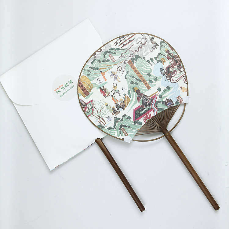 手心里设计插画精品团扇子长柄高档工艺扇礼品扇手工艺品,节庆用品/礼品,文化创意文具,淘宝优惠券,粉丝福利购,淘宝优惠卷