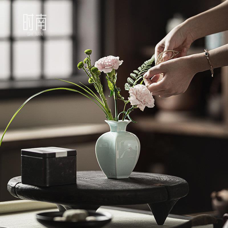 石新饰中式陶瓷花瓶摆器件客厅插花民宿彷古禅意榴小花茶道石榴花