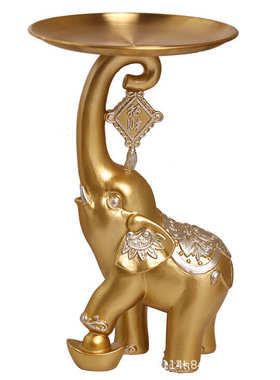 金纹大象玄关钥匙托盘摆件客厅电视柜酒柜装饰品家居轻奢高档摆设