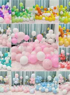 10寸气球玛卡龙色开 业装饰活动场景结婚拱门红色加厚生日派对布