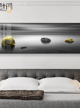 网红石运来面转卧画卧黑床头背景墙装饰画房间客厅室墙白艺术挂主