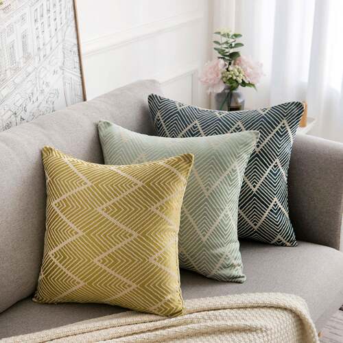 伊缦琪韵抱枕波浪提花现代抱枕靠垫格子抱枕套客厅沙发靠枕不含芯