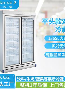 天翔冷链双门冰柜商用大容量立式风冷展示柜便利店冰箱保鲜柜