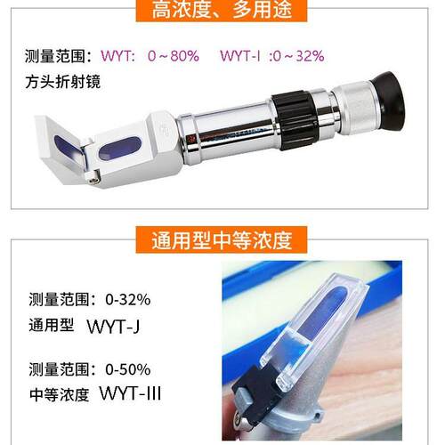 糖度计WYT-III 0～50%化工.纺织 制糖.食品折光仪WYT-II 0～18%