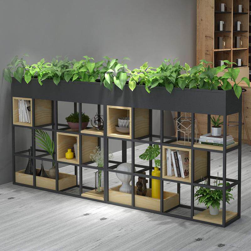 创意室内铁艺多层置物架家用实木装饰玄关隔断架客厅简易花架