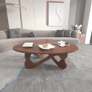 实木茶几家用三角腿稳固茶几现代简约2026新款网红客厅异型茶几