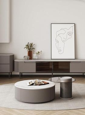 岩板茶几电视柜简约现代岩板电视柜设计师小户型轻奢家用