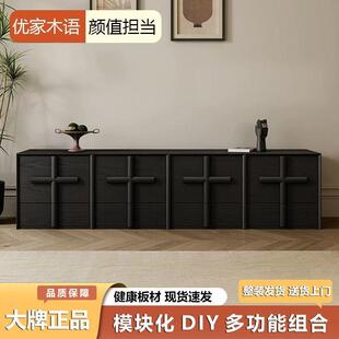 中古风实木斗柜家用客厅靠墙组合电视柜储物柜复古卡门柜天主柜