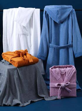 纯酒棉毛巾料浴袍店袍021012加长大睡码四季情水侣吸浴衣