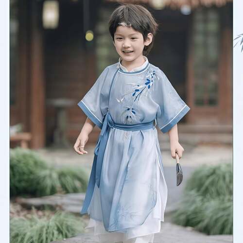 改良汉服男童古风夏季2026新款儿童演出服唐装小男孩中国风古装