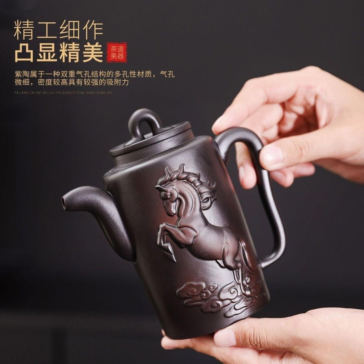 松北铜师傅紫陶马到成功凤鸣壶宜兴原矿铁血红砂紫砂壶泡茶壶茶具